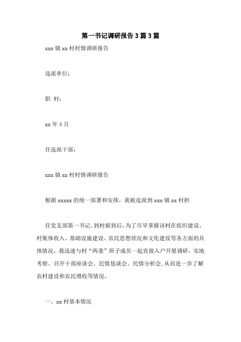 第一书记调研报告3篇3篇