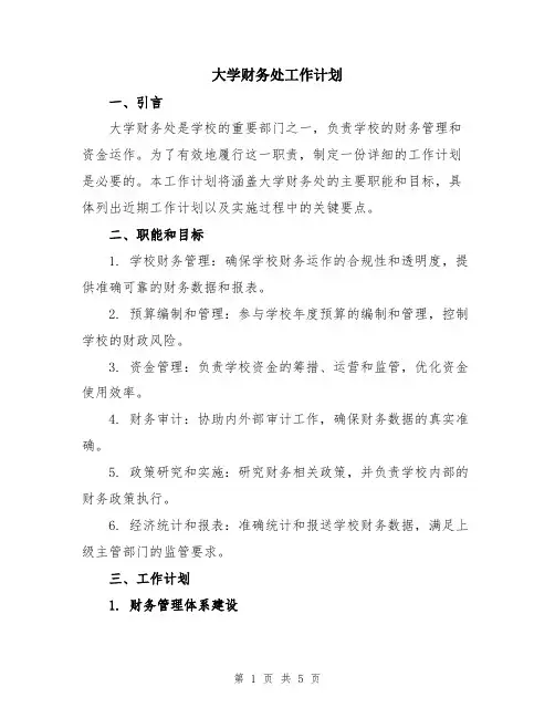 大学财务处工作计划