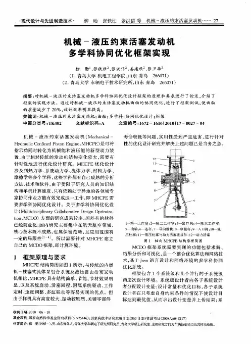 机械-液压约束活塞发动机多学科协同优化框架实现