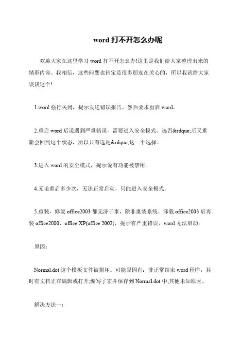 word打不开怎么办呢