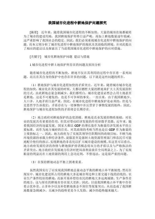 我国城市化进程中耕地保护问题探究