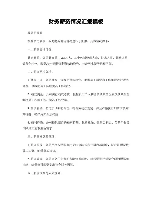 财务薪资情况汇报模板