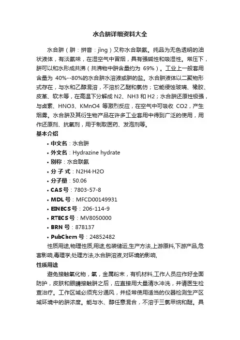 水合肼详细资料大全