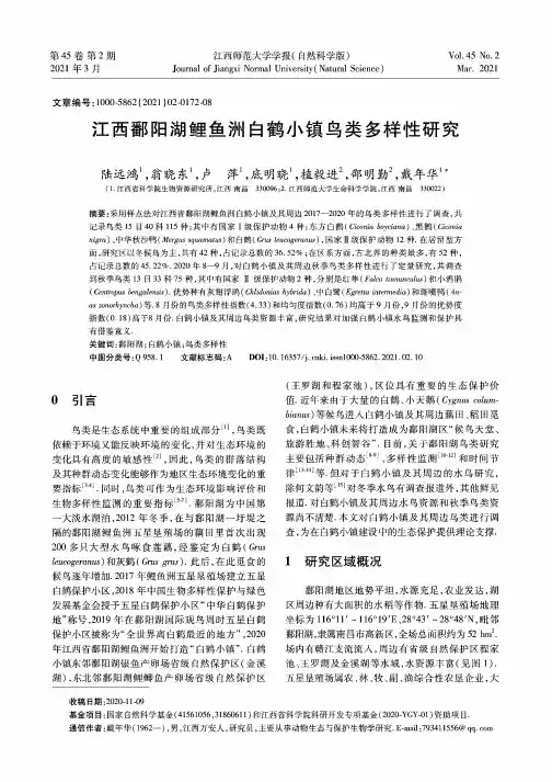 江西鄱阳湖鲤鱼洲白鹤小镇鸟类多样性研究