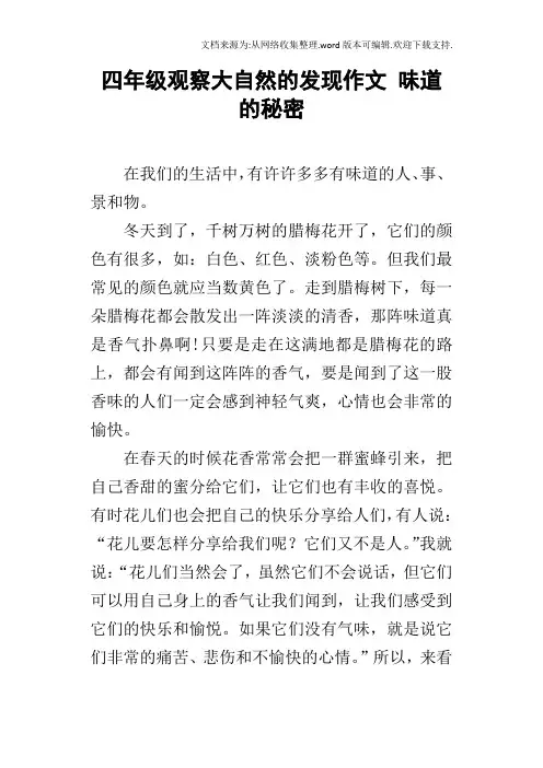 四年级观察大自然的发现作文味道的秘密