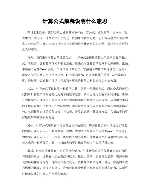 计算公式解释说明什么意思