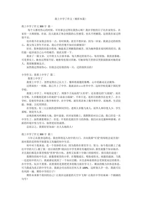 我上中学了作文(精彩5篇)