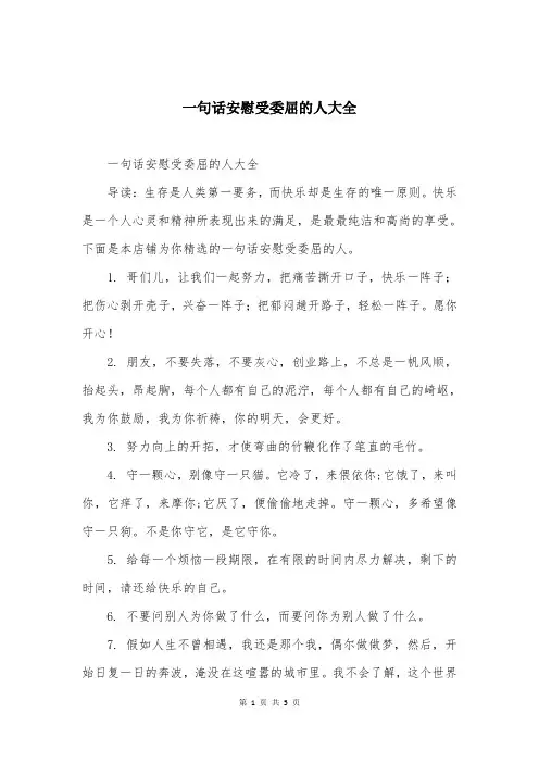 一句话安慰受委屈的人大全