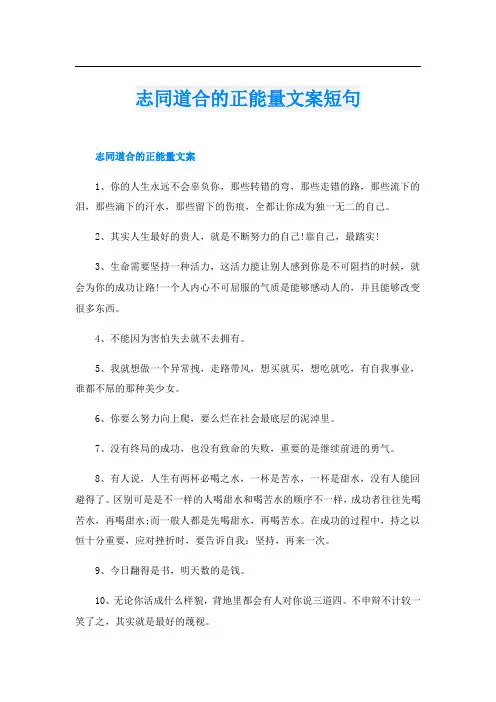 志同道合的正能量文案短句
