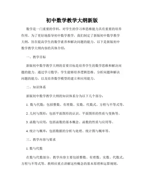 初中数学教学大纲新版