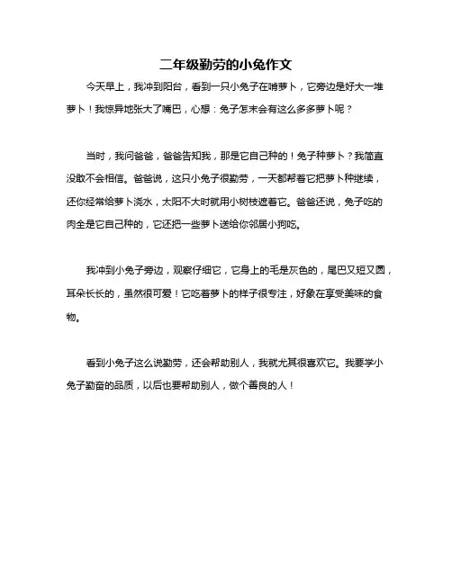 二年级勤劳的小兔作文