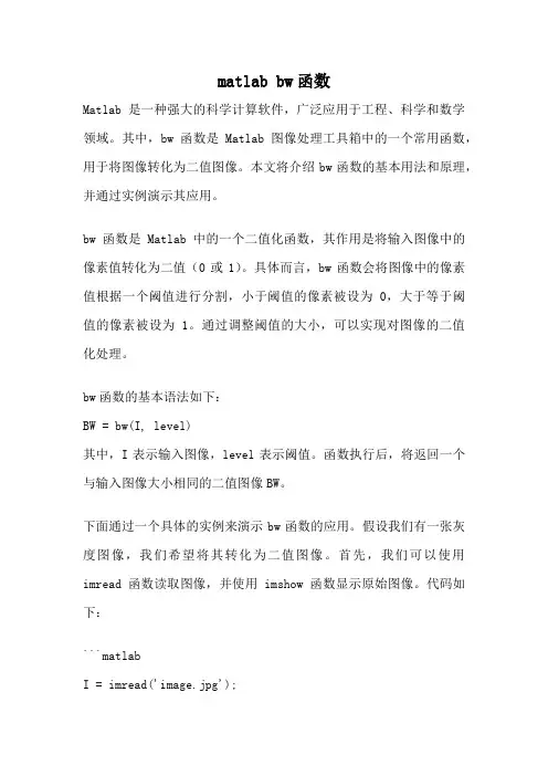 matlab bw函数
