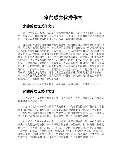 家的感觉优秀作文