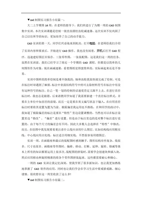 cad制图实习报告小结5篇