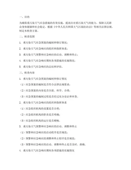 重污染天气应急预案核查