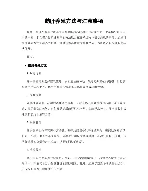 鹅肝养殖方法与注意事项