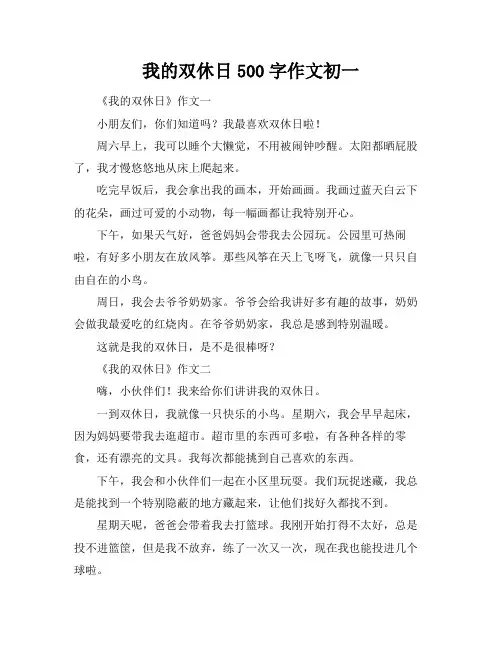 我的双休日500字作文初一