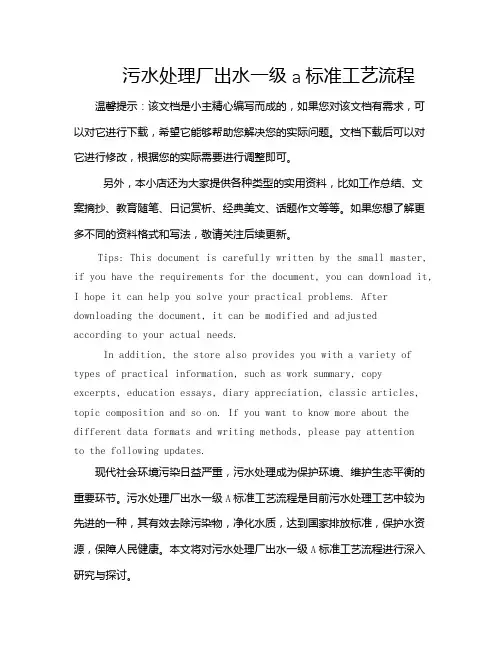 污水处理厂出水一级a标准工艺流程