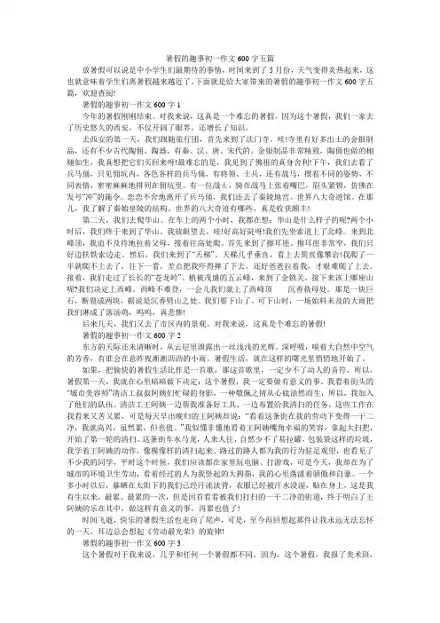 暑假的趣事初一作文600字五篇