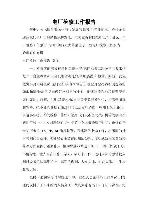  电厂检修工作报告