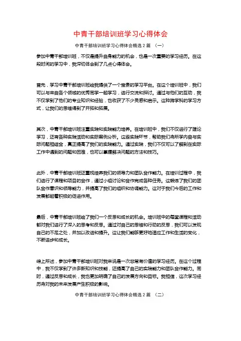 中青干部培训班学习心得体会2篇