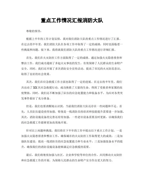 重点工作情况汇报消防大队