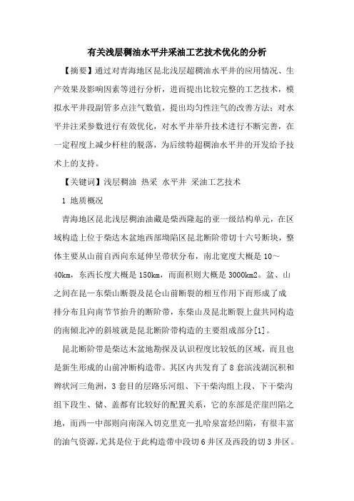 有关浅层稠油水平井采油工艺技术优化的分析
