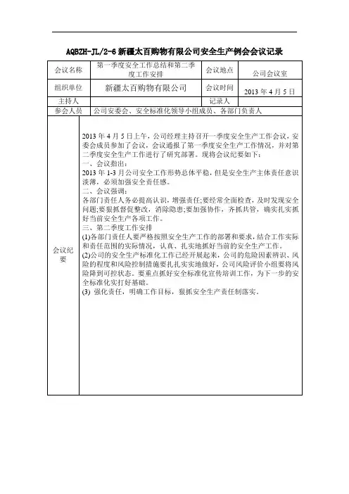 2、安全生产会议记录、签到表纪要02