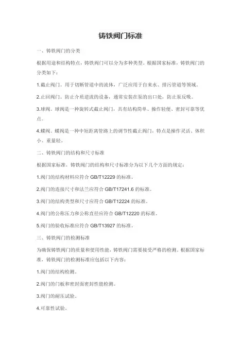 铸铁阀门标准