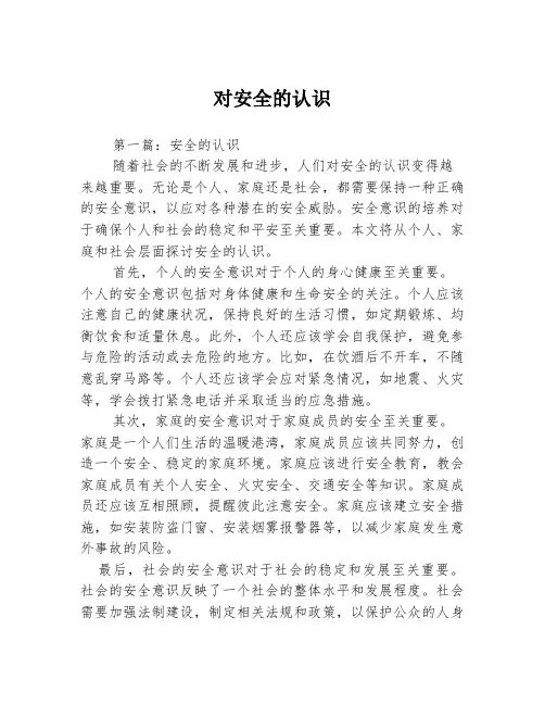 对安全的认识2篇