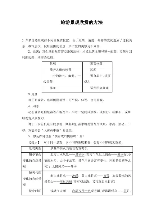 旅游景观欣赏的方法