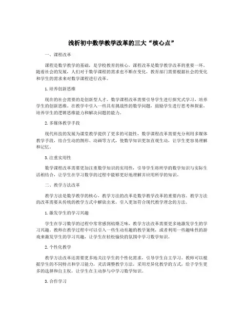 浅析初中数学教学改革的三大“核心点”