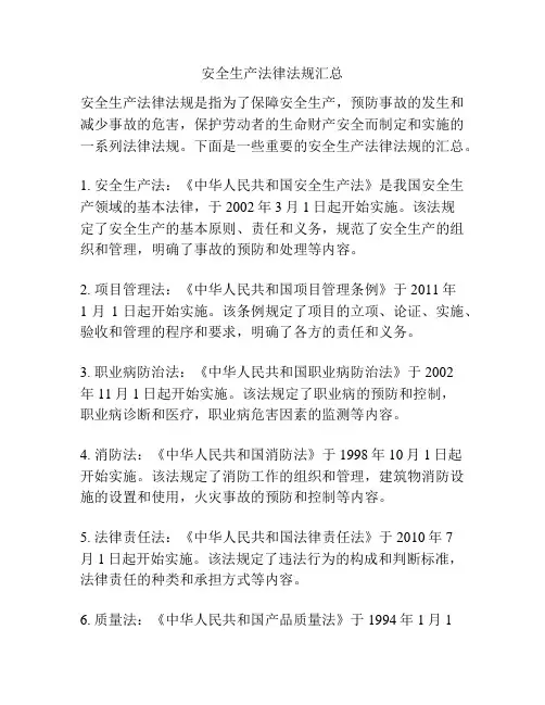 安全生产法律法规汇总