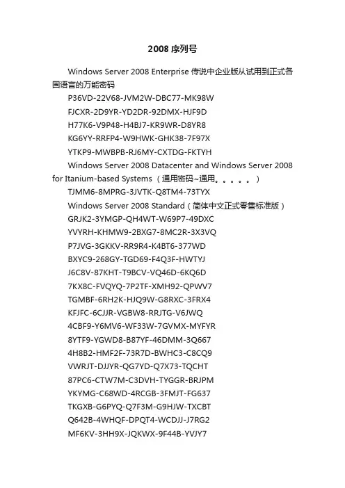2008序列号