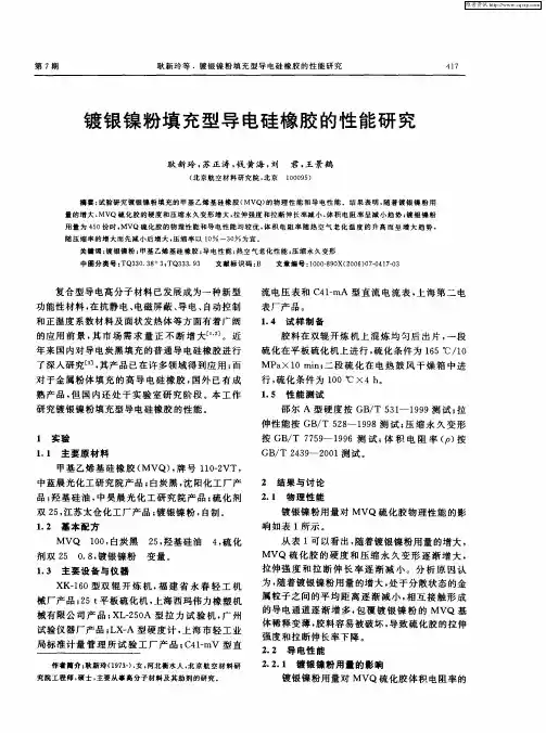镀银镍粉填充型导电硅橡胶的性能研究