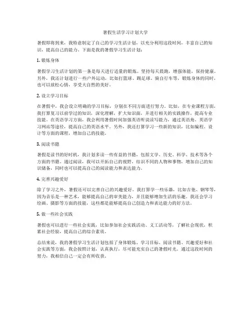暑假生活学习计划大学