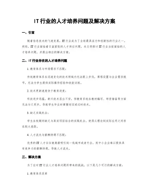 IT行业的人才培养问题及解决方案