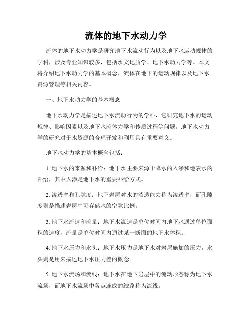 流体的地下水动力学