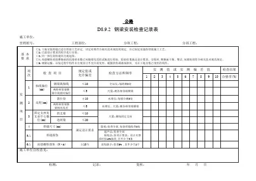 钢梁安装检查记录表