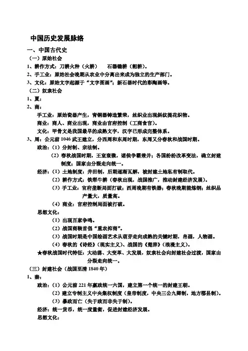 中国历史、世界历史发展脉络(人教版).
