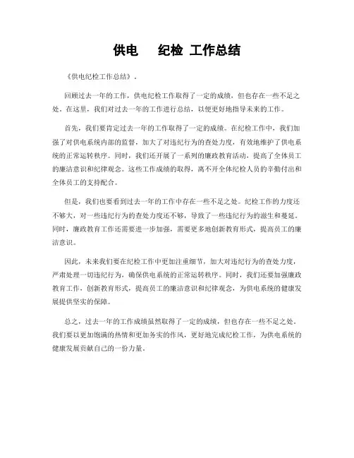 供电   纪检 工作总结