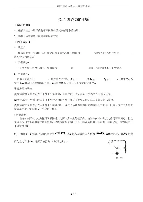 专题-共点力作用下物体的平衡