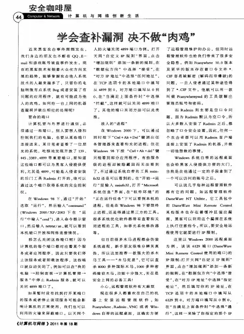 学会查补漏洞决不做“肉鸡”