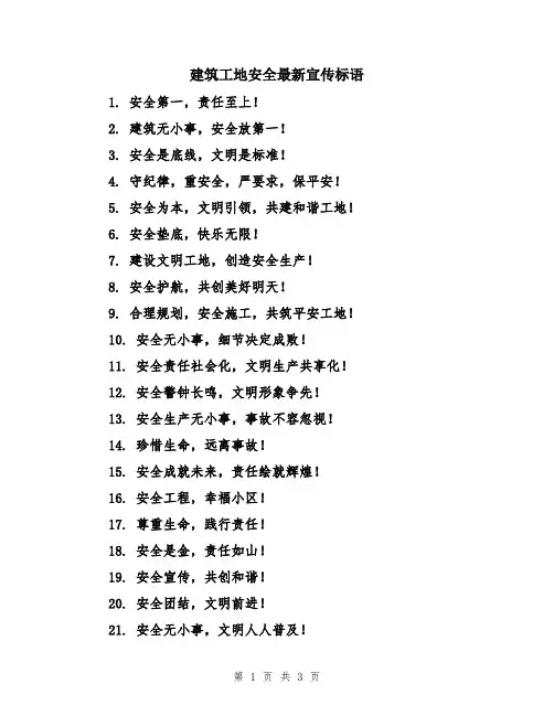 建筑工地安全最新宣传标语