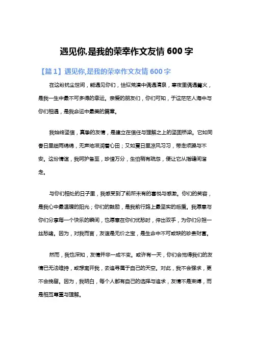 遇见你,是我的荣幸作文友情600字