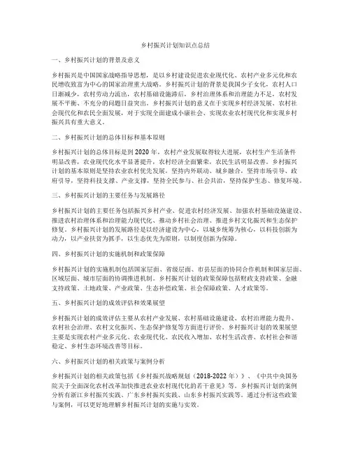 乡村振兴计划知识点总结