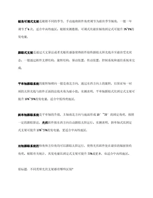 不同类型光伏支架都有哪些区别？