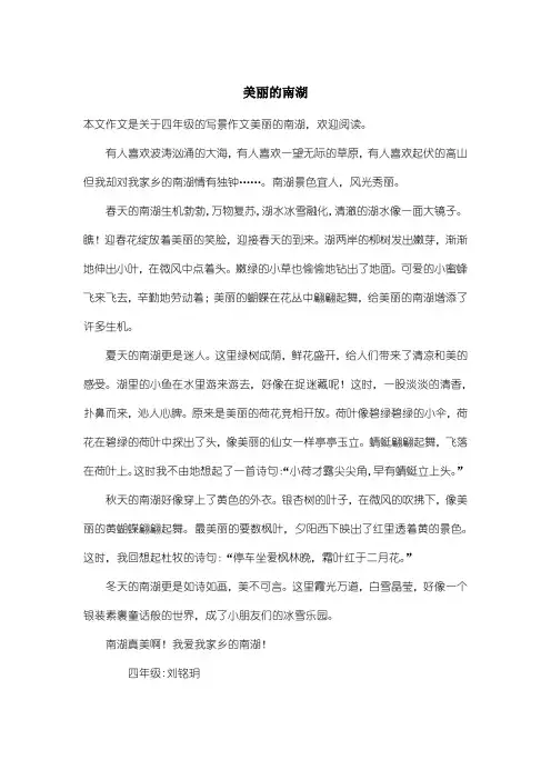 小学四年级写景作文：美丽的南湖