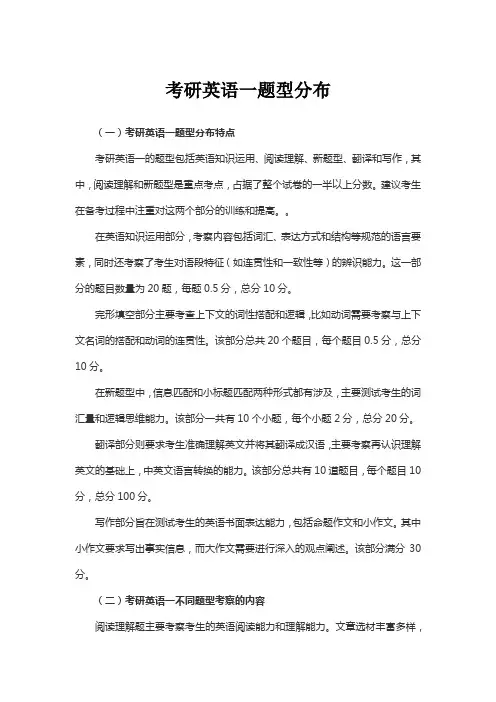 考研英语一题型分布