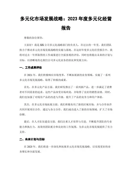 多元化市场发展战略：2023年度多元化经营报告